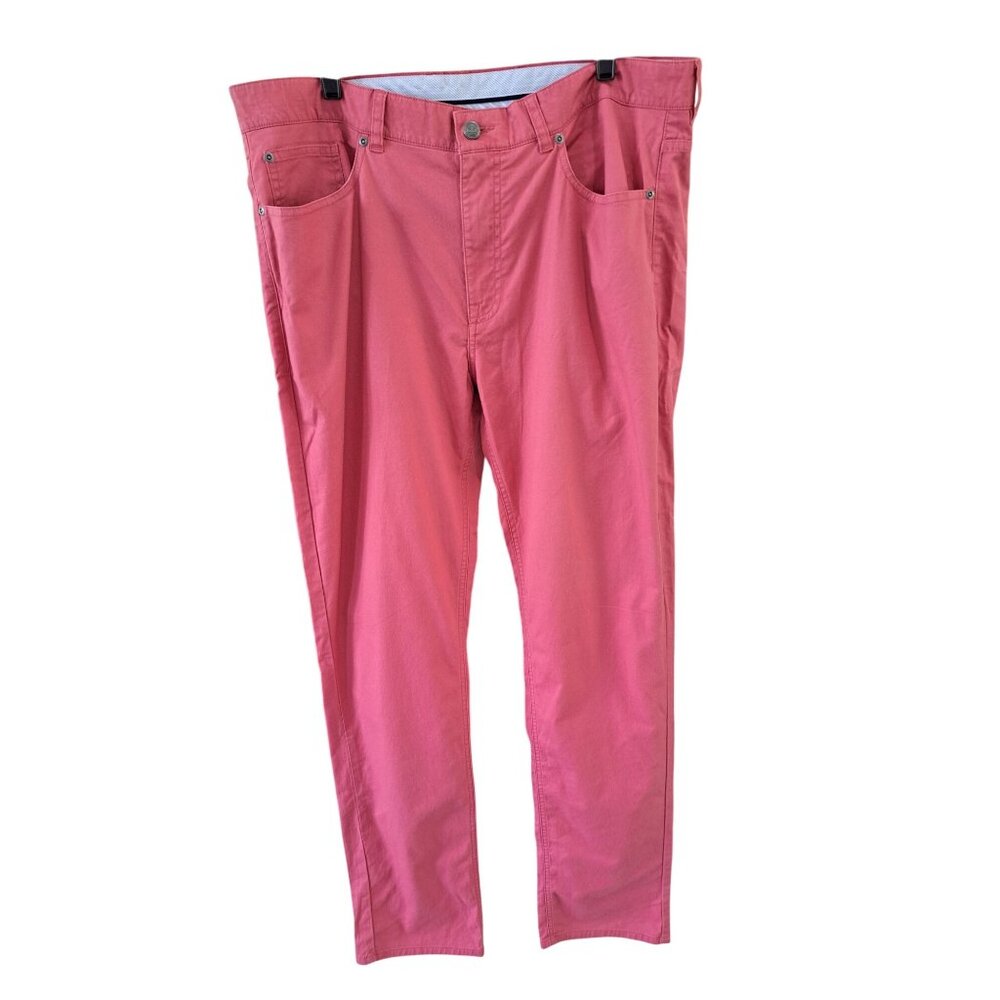 Peter Millar Mens Coral Chino Pants Size 38 Slim Fit Pima Cotton Casual Trousers